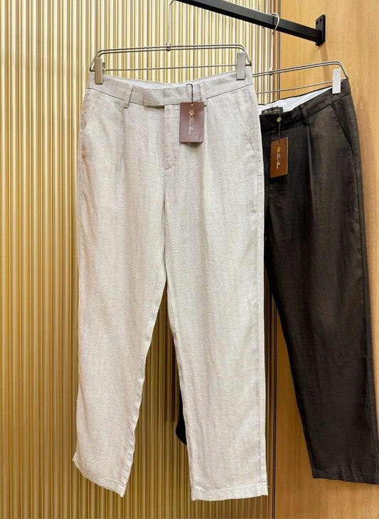 Italian LP light luxury minimalist summer high version straight pants business casual tencel linen pants men