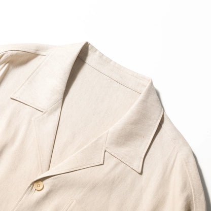 2025 summer new men's high-end old money style linen short-sleeved shirt set lazy style two-piece set