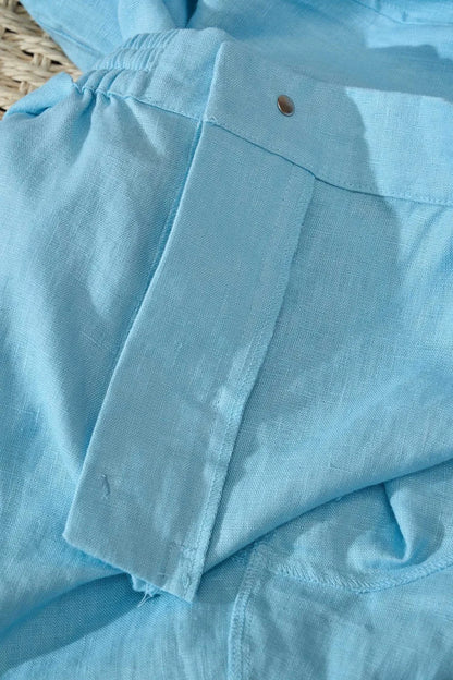 Italian Kiton vintage style summer linen elastic waist straight leg casual pants
