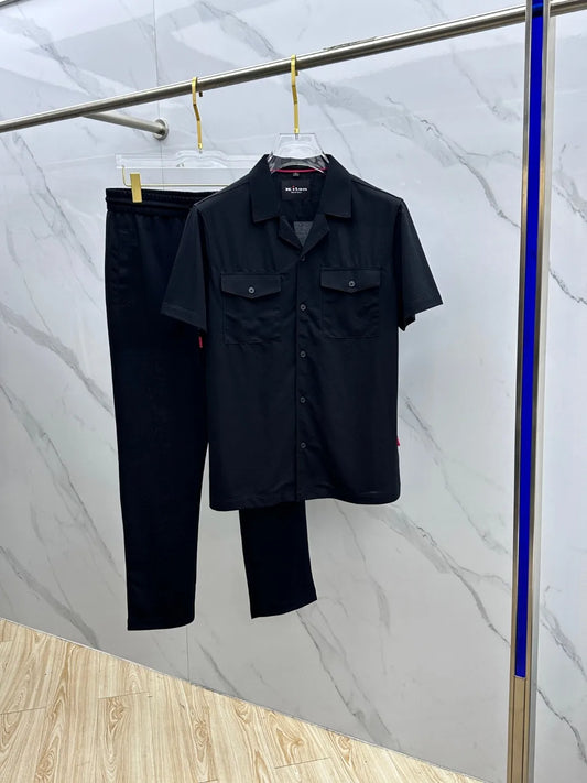 Italian kiton European and American light luxury men's clothing 25 summer lapel shirt jacket straight elastic pants casual suit