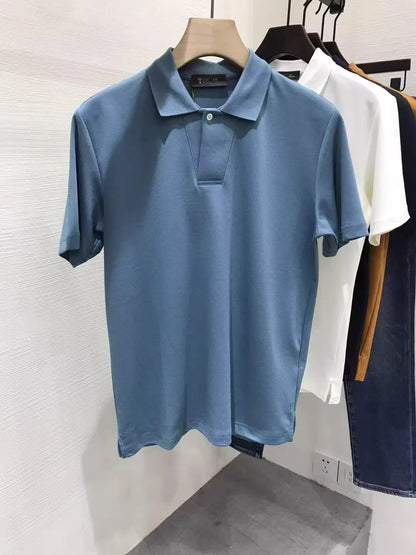 Italian European and American old money style 25 summer minimalist lapel short-sleeved business casual polo shirt