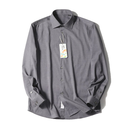 ZZ Italian Luxury, Spring and Autumn Business Casual Long Sleeve Shirt Men's Easy Care Bottom Shirt