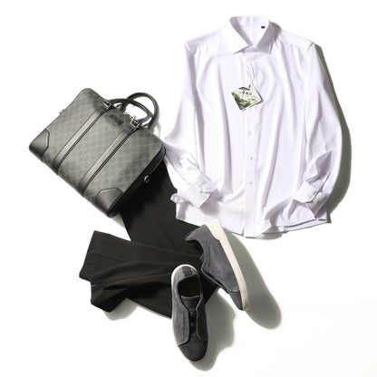 ZZ series 2025 early spring men's light luxury high-end mulberry silk modal blended business casual long-sleeved shirt 9834