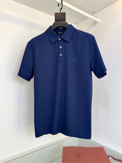 Italian LP men's summer new spandex breathable fabric simple business casual short-sleeved polo shirt