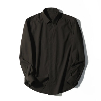 Tencel cotton blend autumn fashion business casual anti-wrinkle men's long-sleeved shirt