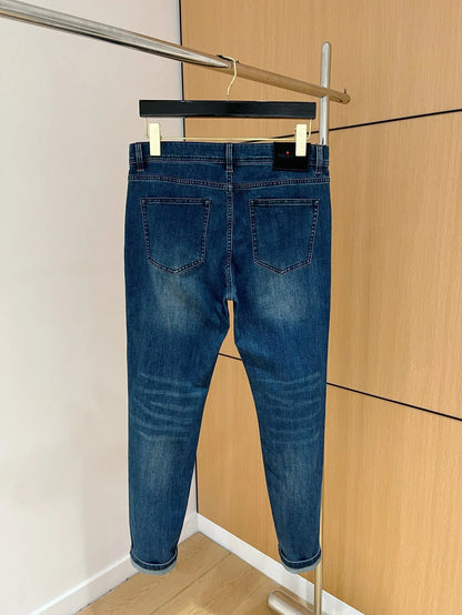 25 spring and summer new Italian kiton chiton solid color fashionable versatile slim-fitting small feet men's casual jeans