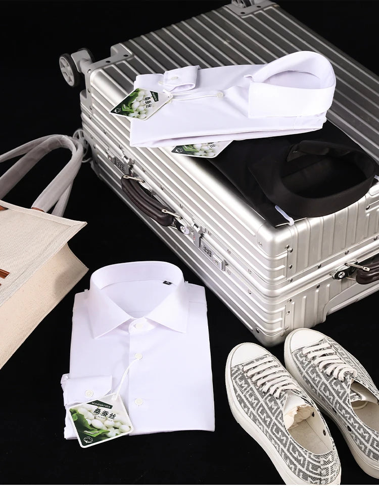 ZZ series 2025 early spring men's light luxury high-end mulberry silk modal blended business casual long-sleeved shirt 9834
