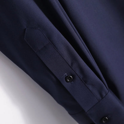 Italian luxury, spring new men's light business drape anti-wrinkle elastic long-sleeved shirt bottoming top