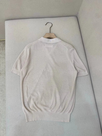 Italian old money style luxury high version 25 summer pure cotton hollow collar short sleeved polo shirt