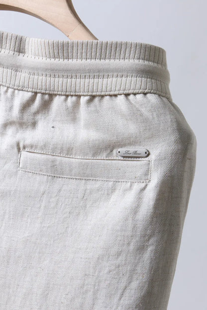 Italian LP old money style simple summer Tencel linen straight tube drawstring elastic waist casual pants