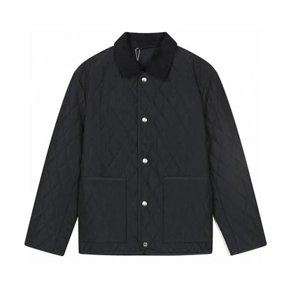 Classic LP Premium Textured Cashmere Woolen Lapel Rhombus Quilted Car Line Warm Camel Velvet Cotton Jacket