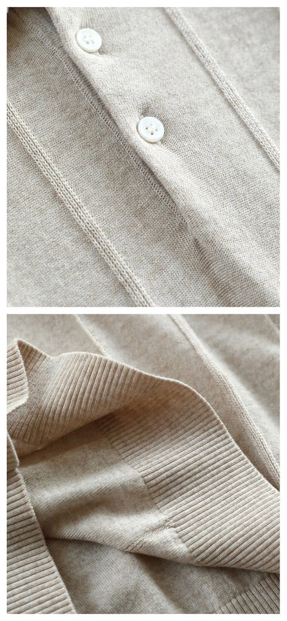Low key and high texture, Lyocell wool blended LP knitted sweater casual lapel short-sleeved T-shirt polo shirt