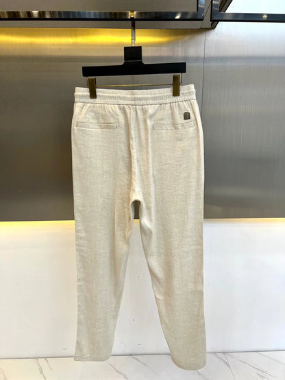 Italy BC men's summer new linen fabric breathable comfortable fashion business old money wind straight casual pants