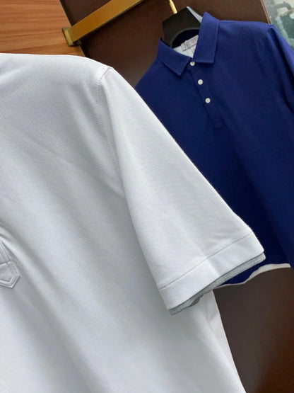 Italian old money style light luxury summer pure cotton lapel simple casual short-sleeved polo shirt
