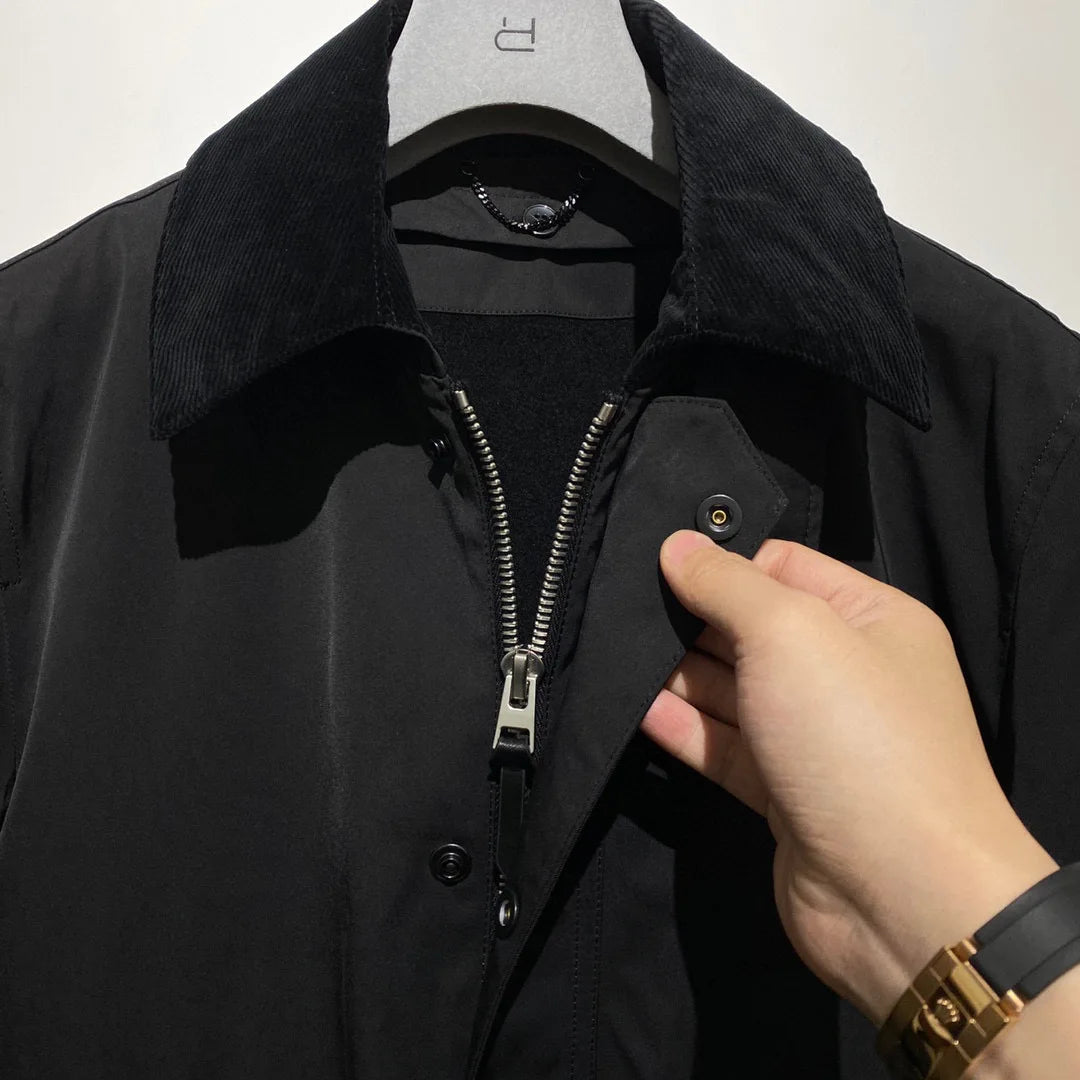 [Wool liner removable] Corduroy retro lapel LP American casual high-end cotton jacket