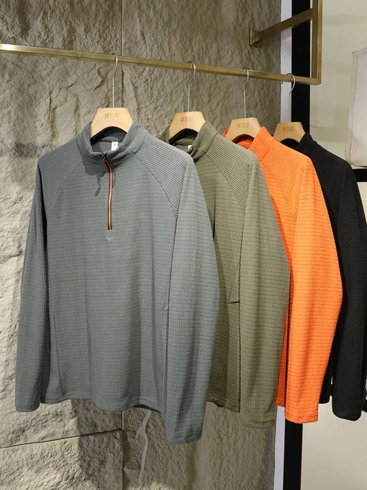 Spring and Autumn New Urban Outdoor Men's Long Sleeve T-Shirt Winter Fleece Bottom Shirt Top