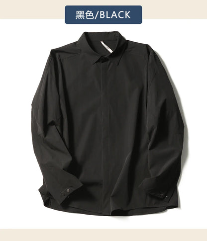2025 summer new men's business and leisure outdoor quick-drying breathable high-elastic shirt light and thin long-sleeved shirt