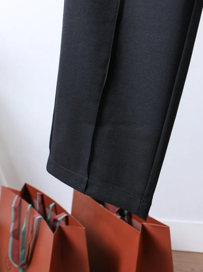 Italian LP European and American light luxury men's clothing, linen Tencel vertical elastic waist tether straight casual pants