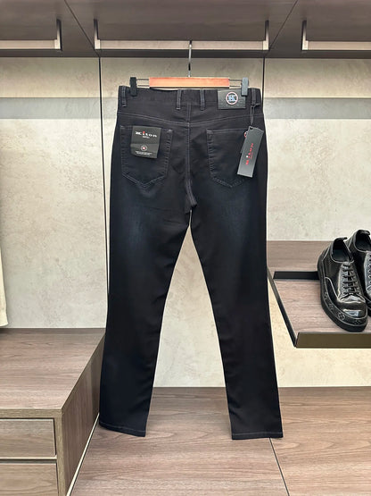 2025 summer new kiton chiton men's slim-fitting small feet solid color simple fashion casual jeans
