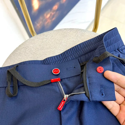 2025 summer new kiton men's lapel short-sleeved shirt simple fashion casual pants shirt set