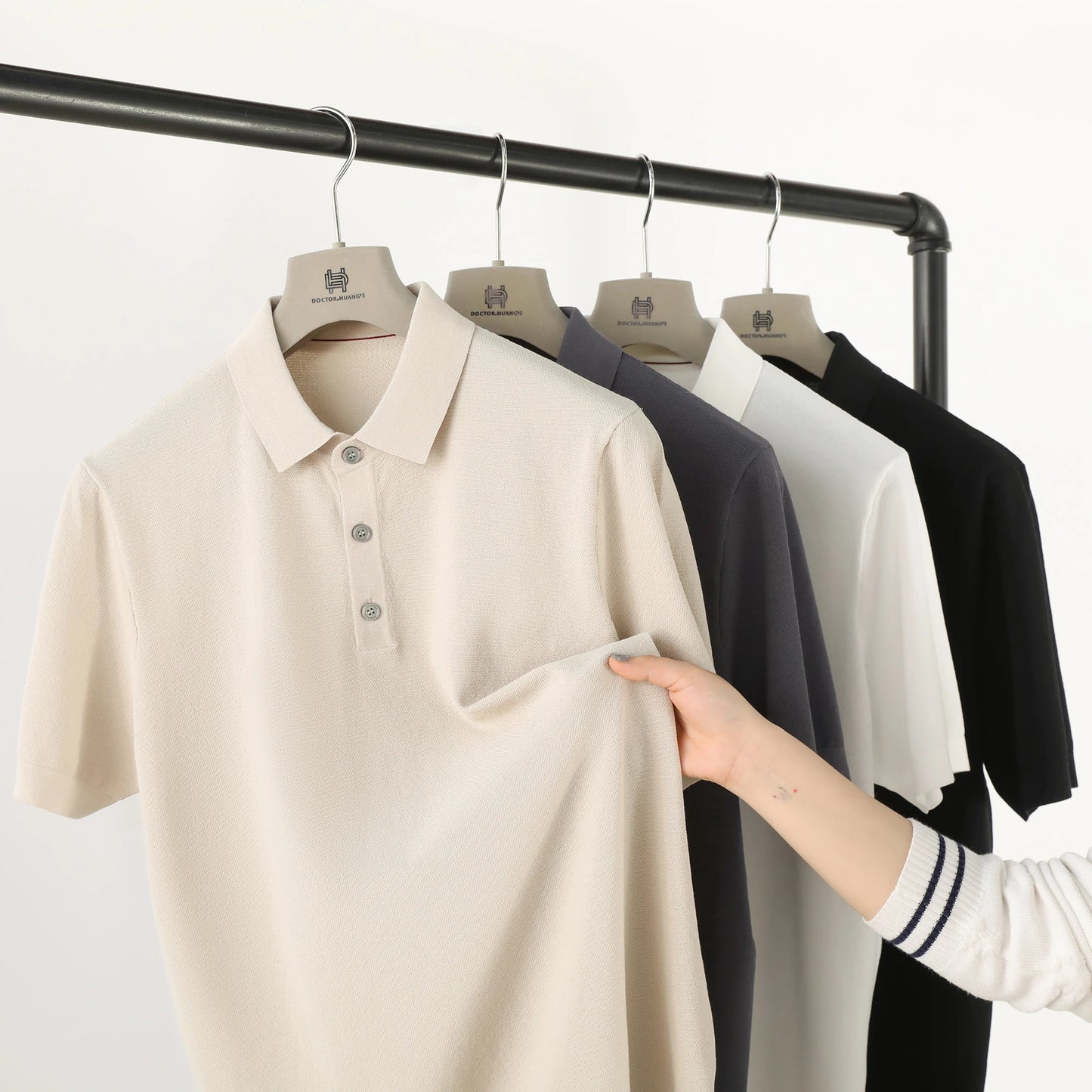 Italian luxury ZZ series 2025 summer new men's business casual simple machine washable cotton knitted POLO shirt