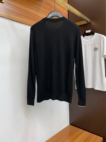Italian BC men's cashmere yarn solid color knitted sweater