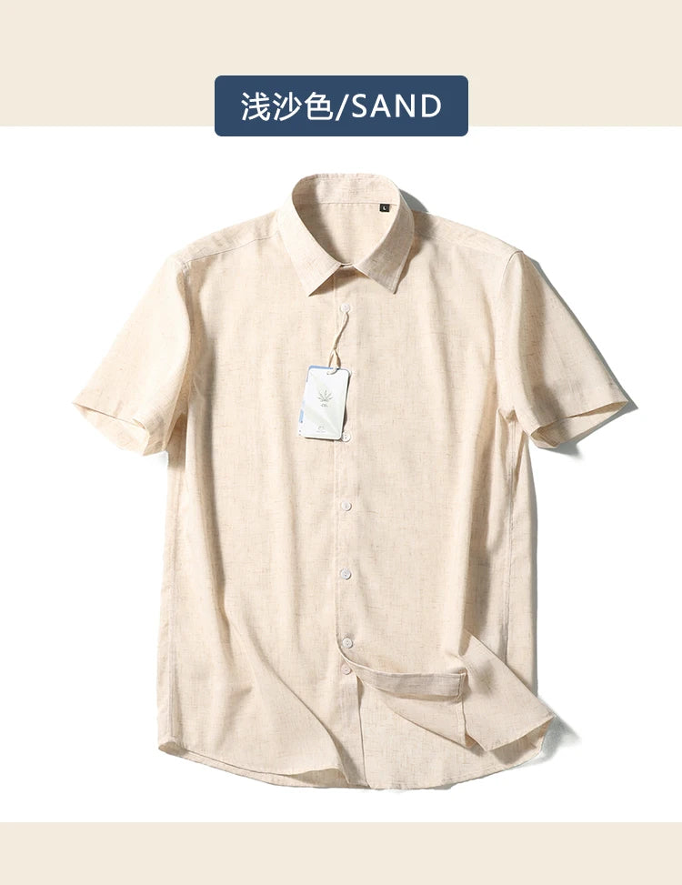 Z Italian luxury summer new light and thin liquid ammonia ice silk linen breathable and easy to take care of short-sleeved shirt