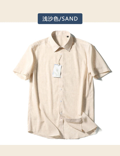 Z Italian luxury summer new light and thin liquid ammonia ice silk linen breathable and easy to take care of short-sleeved shirt