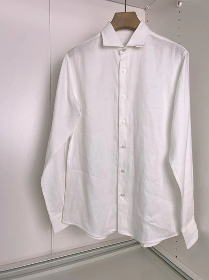 【Multiple color options】100% linen loose cut light luxury business casual breathable linen long sleeve shirt