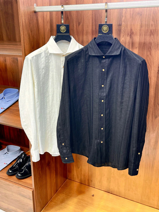 Elegant and low-key, breathable sunscreen linen fabric comfortable cotton long-sleeved loose shirt