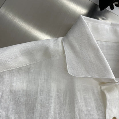 Kiton summer 2025 new cotton and linen blend fabric dark pattern texture fashion casual men's long-sleeved shirt
