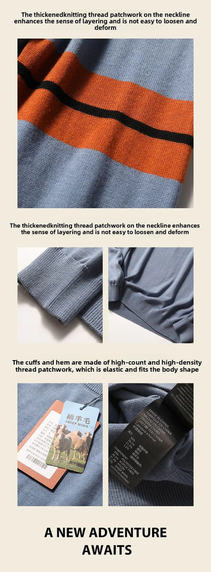 ZZ series classic Italian light luxury, spring and autumn wool blended men's crew neck knitted sweater anti-pilling sweater