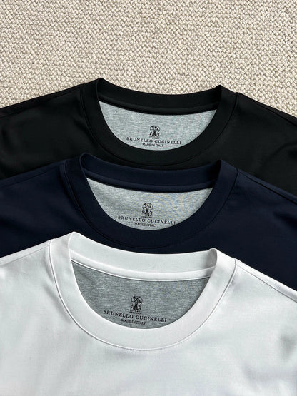 Italy BC men's clothing summer new cotton breathable solid color fashion casual old money wind round neck short sleeve T-shirt