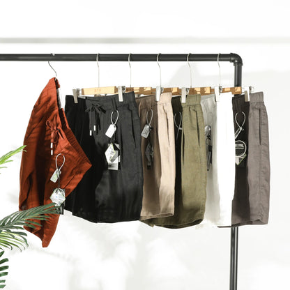ZZ summer pure linen shorts men's breathable quick-drying easy-care five-point outdoor casual pants