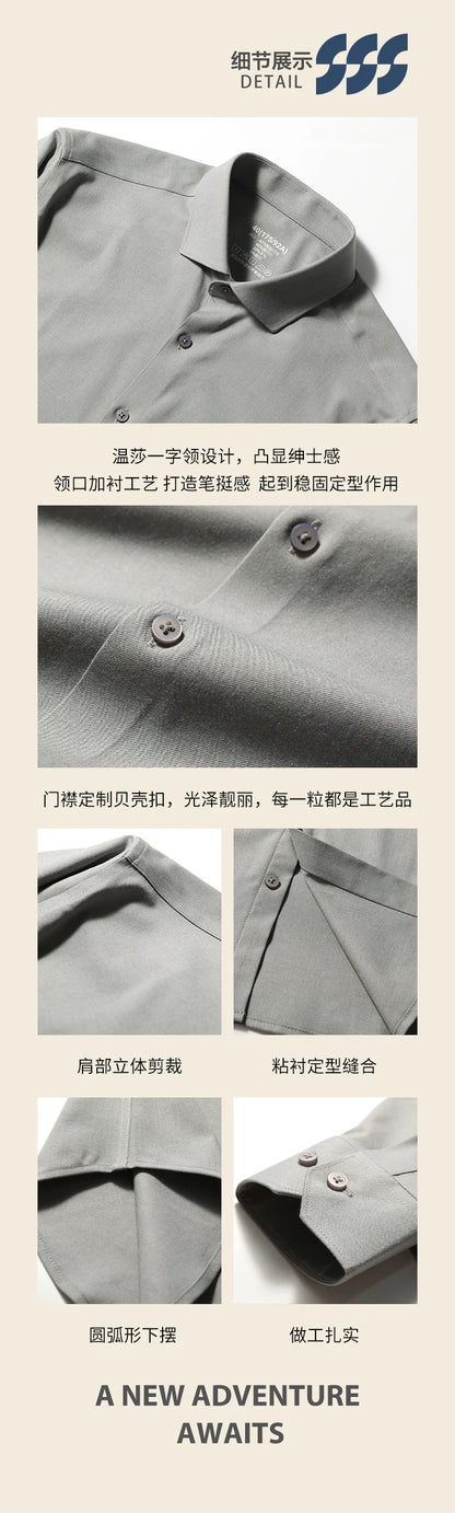 Premium old money style, spring and autumn new modal wool blended long-sleeved shirt business casual shirt