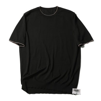 2025 summer new men's urban commuting solid color Tencel mulberry silk blended cool knitted short-sleeved T-shirt
