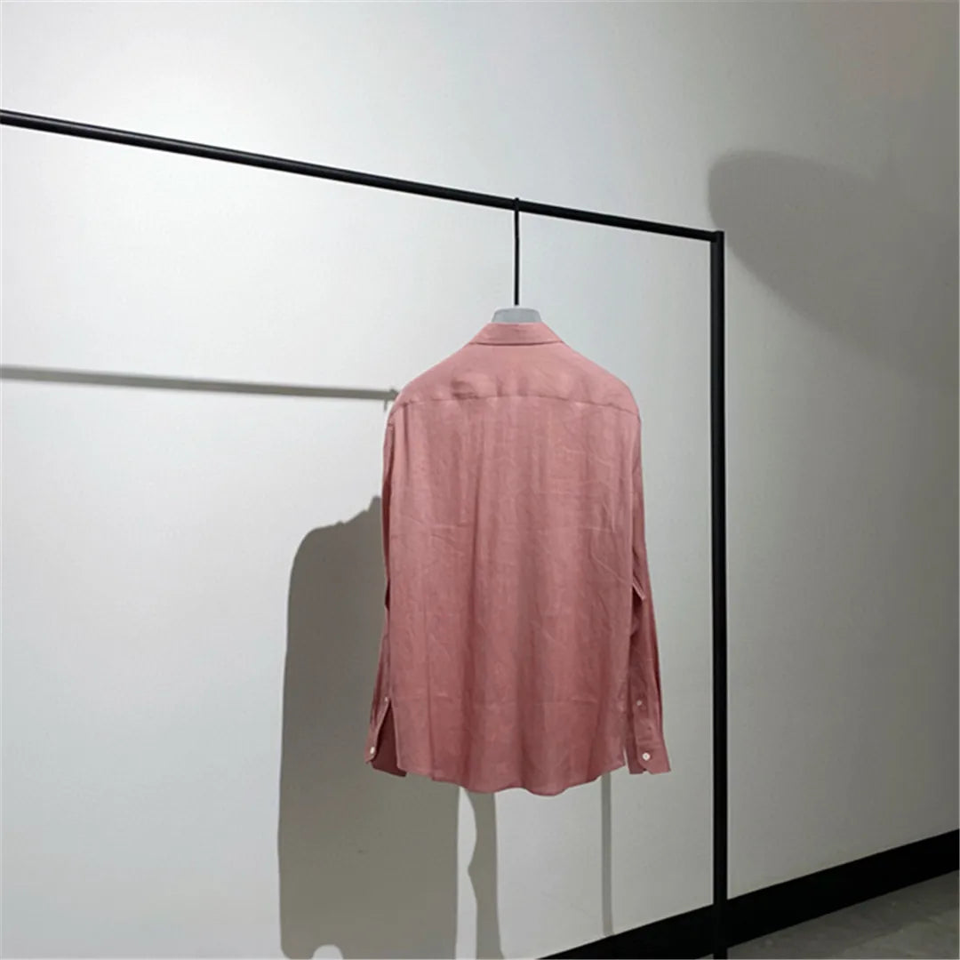 [Pendant elegant temperament] Light luxury Italian versatile, linen Tencel loose business casual long-sleeved shirt