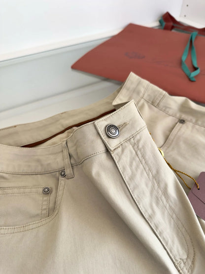 Italian LP men's clothing, spring and summer new solid color micro-elastic breathable simple fashion small straight casual pants