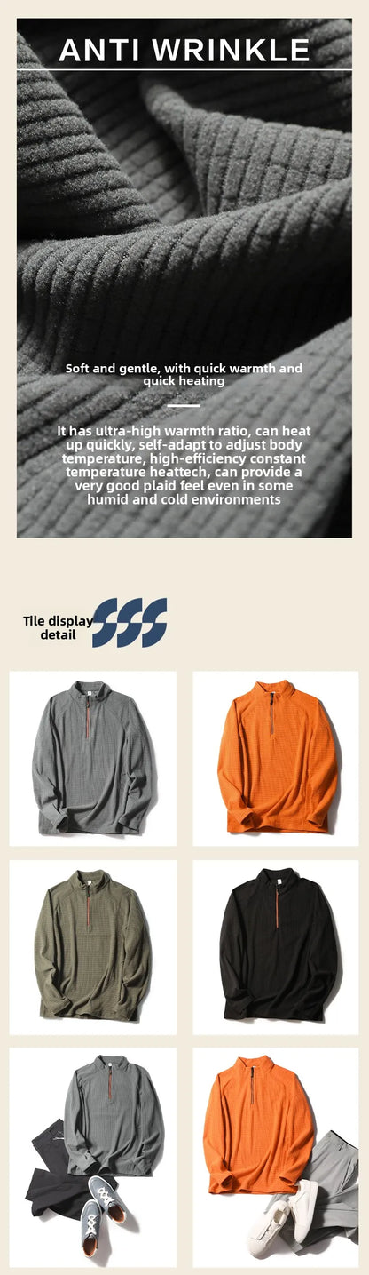 Spring and Autumn New Urban Outdoor Men's Long Sleeve T-Shirt Winter Fleece Bottom Shirt Top