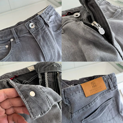 Italy BC old money style men's clothing 25 spring and summer new washed gray fashion business casual small straight jeans