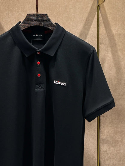Summer kiton Chiton embroidered men's lapel short-sleeved solid color simple fashion versatile casual POLO shirt