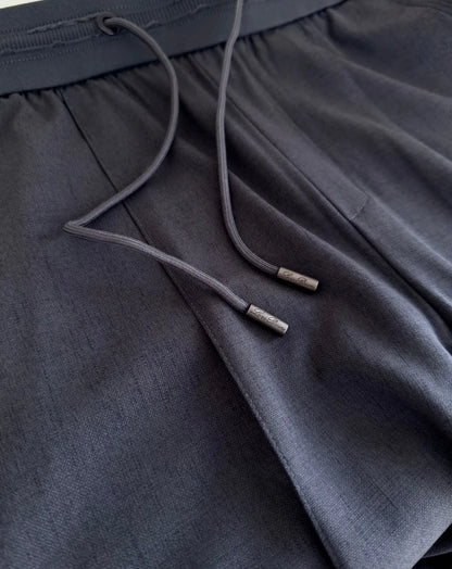 Italian LP European and American light luxury men's clothing summer linen Tencel elastic waist tether straight casual pants