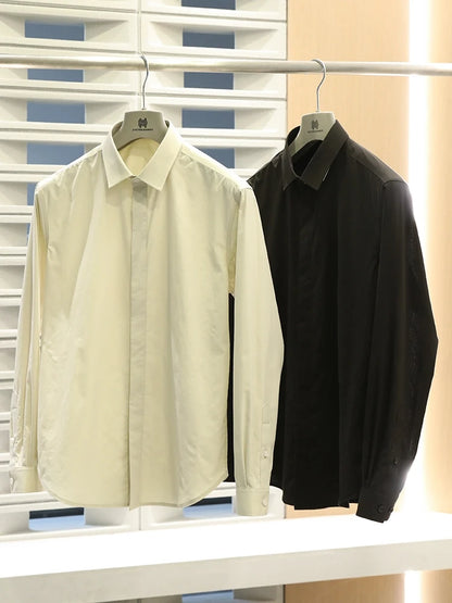 Tencel cotton blend autumn fashion business casual anti-wrinkle men's long-sleeved shirt