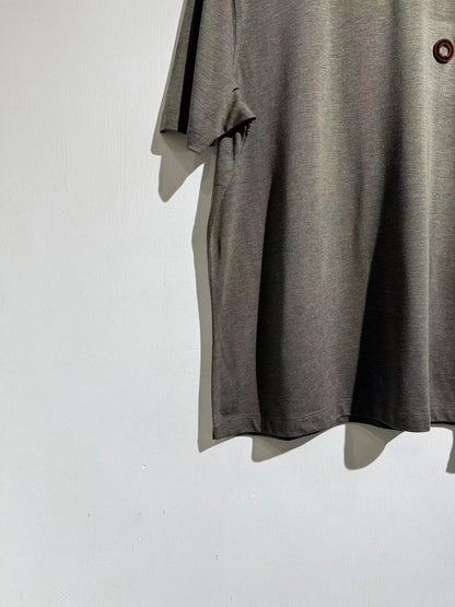 Wool blended 2025 spring and summer new, toothbrush embroidered contrasting color round neck casual short-sleeved T-shirt