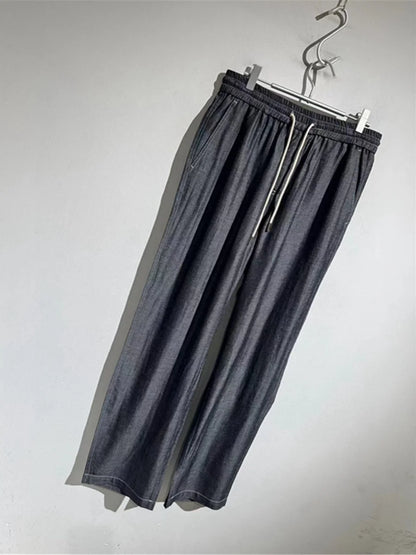 Drape and breathable 25 spring new elastic elastic waist loose Tencel linen straight casual pants