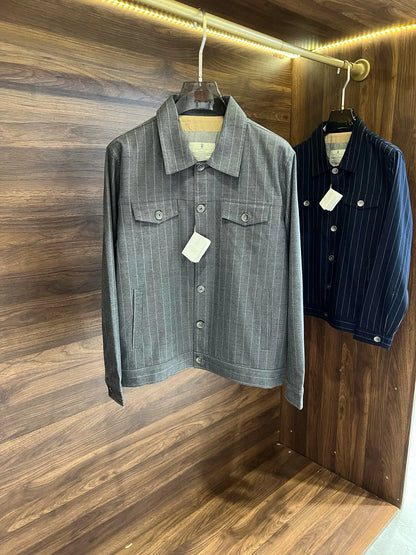 Italy BC old money style men's clothing 24 autumn and winter new wool material striped fashion business casual jacket