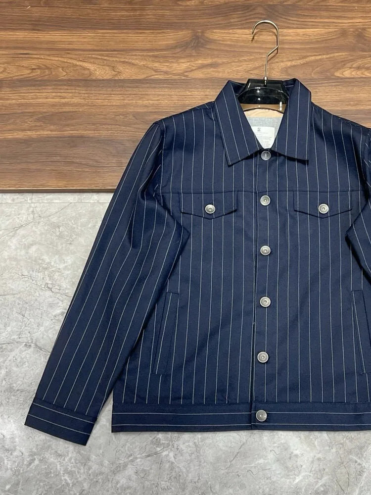 Italy BC old money style men's clothing 24 autumn and winter new wool material striped fashion business casual jacket