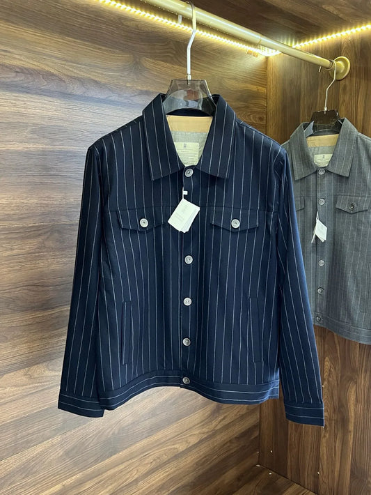 Italy BC old money style men's clothing 24 autumn and winter new wool material striped fashion business casual jacket