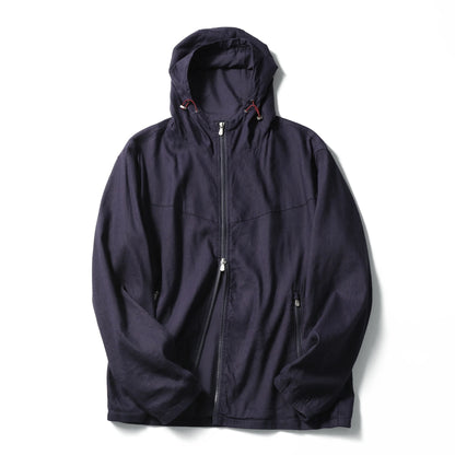 Spring and summer new men's high sense business leisure linen blend hooded jacket