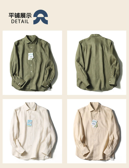 LP Italian luxury 2025 spring and summer new men's high-end old money style 100% linen cool long-sleeved shirt